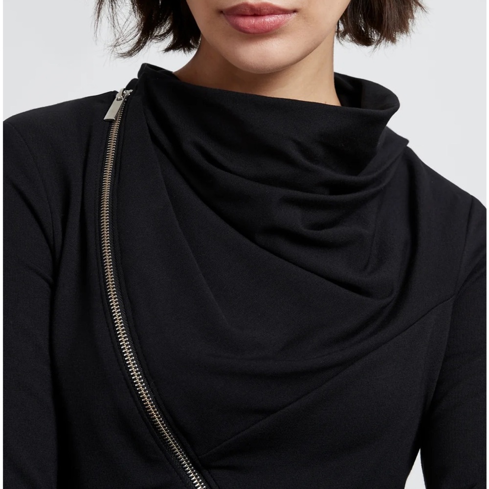 Marcella NYC Asymmetrical Black Zippered Jacket - Picture 3 of 9